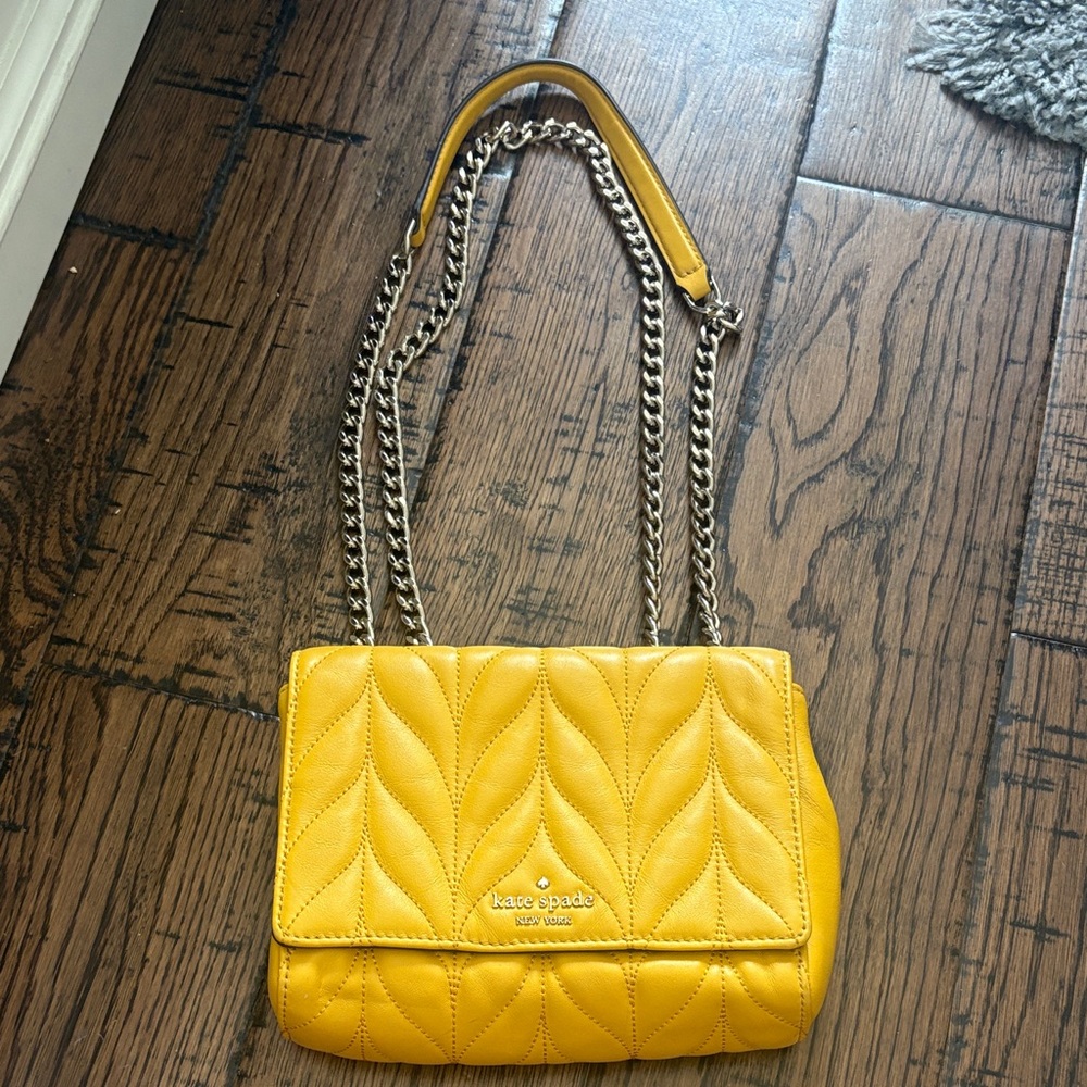 kate spade Yellow Quilted Leather Chain Shoulder Bag